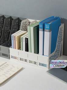 4 Tier For A4 Letter Sturdy Plastic Space Saving Desktop Black File Document Organizer Desk Rack With Storage Box Office School Home Supplies Paper Letter Tray Folder Holder - Multicolor - View 2
