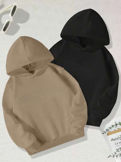 Set 2 Sudaderas Capucha Mujer Paquete Hoodies Básicas Oversize Interior Suave Diseño Minimalista Color Liso