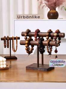 1PC 2 Tier For Necklaces Bracelets Pendants Walnut Wood Multifunctional Vintage Jewelry Display Stand For Home Dressing Table Store Display Great Gift Idea Jewelry Organizer Holder Rack - Multicolor - View 1
