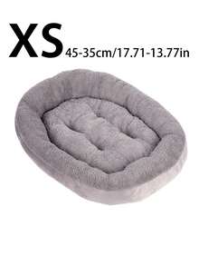 1 chiếc đệm ngủ tròn bằng vải nhung mềm mại dành cho thú cưng nhỏ/vừa, dày dặn, ấm áp, màu xám đậm, đệm ngủ mềm mại cho mèo/chó. - Màu xám đen - Xem 4