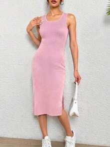 Sleeveless Lady Dress With Adjustable Cut And Design For Special Occasions - Pink - View 2