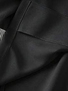 SHEIN Clasi Áo blazer nữ kẻ sọc cổ ve lật cài cúc đơn - màu đen - Xem 5