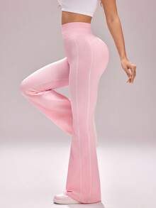 Sovereign Charm Quần legging thể thao yoga cạp cao không đường may dành cho nữ - Hồng - Xem 4
