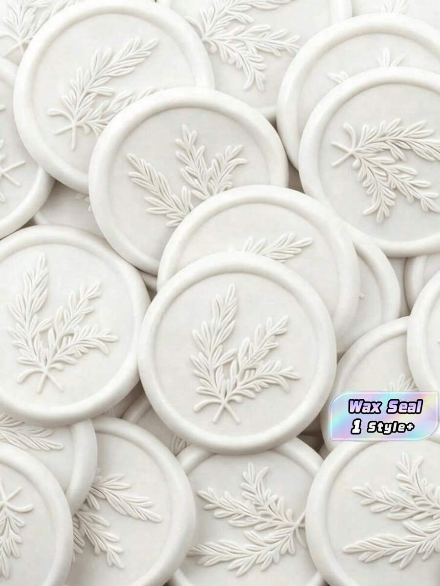 50 Pcs Rosemary Pattern Self-Adhesive Wax Seal Stickers For Wedding Invitations Envelope Sealing Craft Gift - one size fits all - View 1