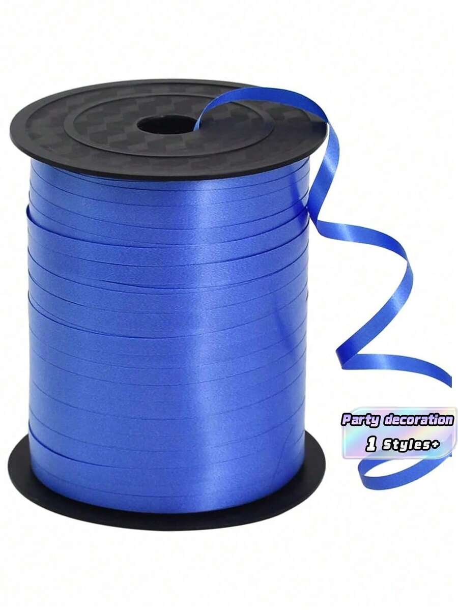 SHEIN 1 Roll, 250 Yard Blue Curling Ribbon For Gift Wrapping, Balloon String, Wedding, Birthday, - Metallic Shiny " Ribbon For Bouquets And Flower Wrapping Paper Valentine DAY, Valentines Wedding, Birthday - Blue - View 1