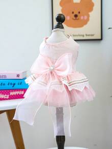 PETSIN 1pc Cat/Dog Dress, Spring/Summer Thin Princess Style Pink Dress, Suitable For Small Dogs To Wear Formal Dresses - Pink - View 8
