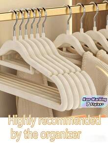 5/10PCS Velvet Hangers Non Slip Non Marking For Clothes Storage Home Dormitory Back To School Season Wardrobe Organization Space Saving - Multicolor - View 1
