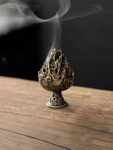 1PC Vintage Style Mini Boshan Incense Burner Table Decor Copper Alloy Aromatherapy Device Fragrance Tower Agarwood Container Tea Ceremony Gift Traditional Culture Present - Bronze - View 6