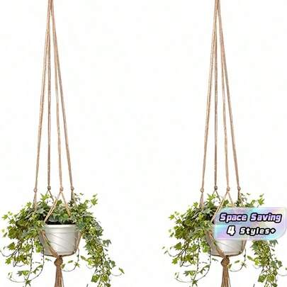 Suporte para plantas de corda marrom com gancho, 1/2/3/4 peças, vários tamanhos, para áreas internas e externas, decoração boho, jardim, parede, macramê, suporte para plantas, prateleira, decoração