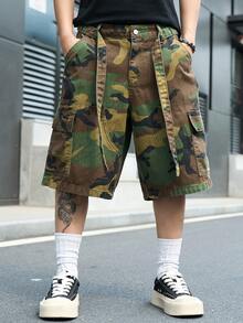 Manfinity EMRG Men's Casual Cargo Camo Denim Shorts, Street Fashion Style - Multicolor - View 6