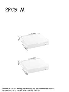 4个/2个卡片收纳盒，透明桌面小物件收纳盒带盖，卡片抽屉收纳盒，桌面整理盒 - 白色 - 查看 7