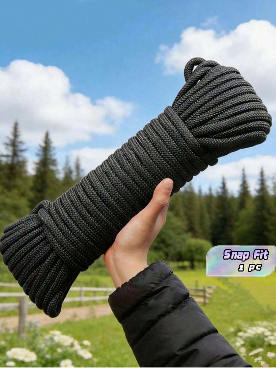 SHEIN 10M And 100m Black Nylon Braided Rope, Twisted Polypropylene Rope, Suitable For Outdoor Use, Used For Clothesline, Tent DIY, Handmade And Binding - Multicolor - View 1