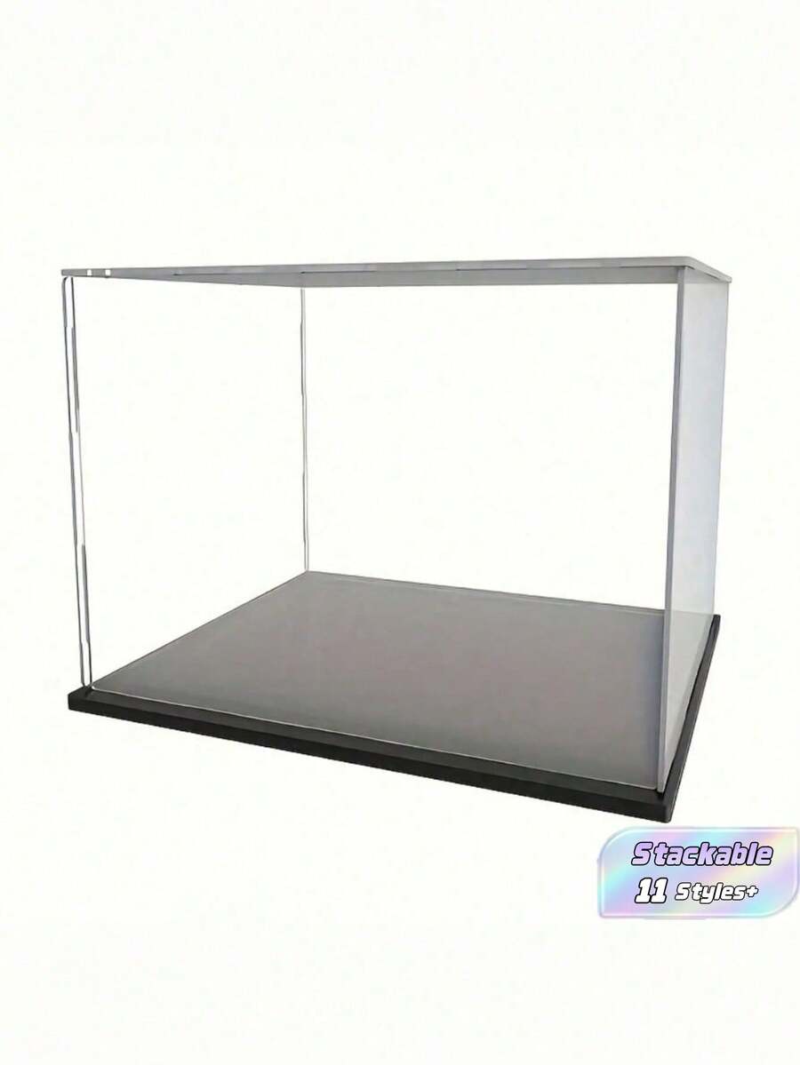 1PC Acrylic Display Case, Various Sizes, Plastic AssemblyDustproof Display Box With Matte Black Base, Suitable ForAction Figures, Collectibles, Statues, Models - Transparent - View 1