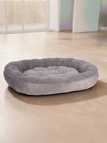 1 chiếc đệm ngủ tròn bằng vải nhung mềm mại dành cho thú cưng nhỏ/vừa, dày dặn, ấm áp, màu xám đậm, đệm ngủ mềm mại cho mèo/chó. - Màu xám đen - Xem 8
