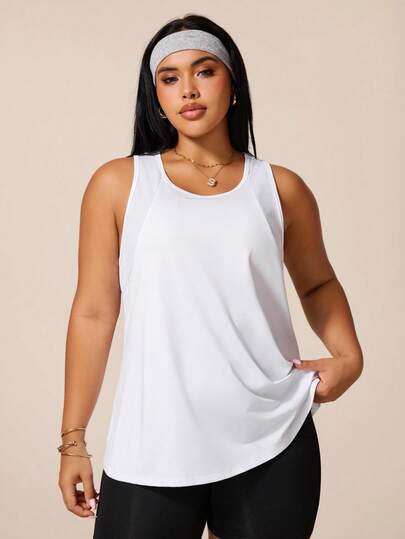 SHEIN Rhythm Era 大码女式纯色运动背心