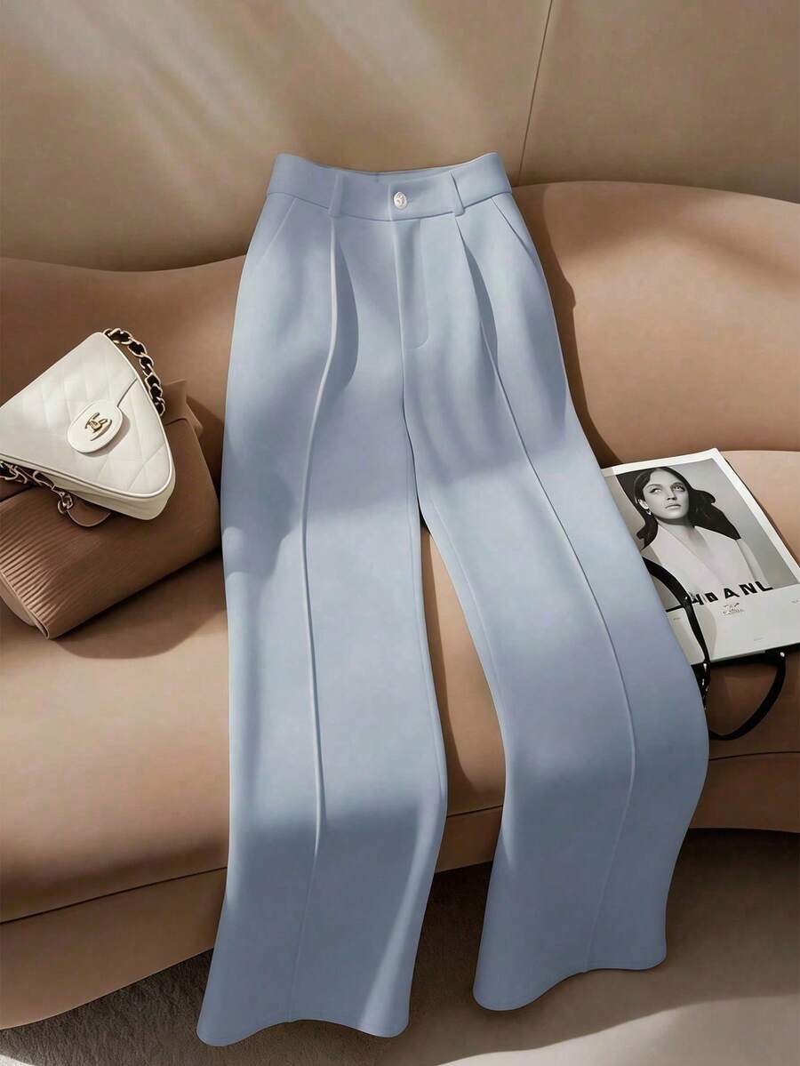 Franclia 女士白色优雅直筒正式裤装 女士下装 秋季面料 - 藍色 - 查看 1