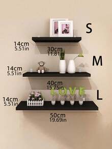 1PC Large Capacity Large Size Storage Display Wall Mounted Floating Shelf Modern Style White Shelf For Bedroom Living Room Kitchen Office Home Organization Decor Wall Mount Shelving - Black - View 15