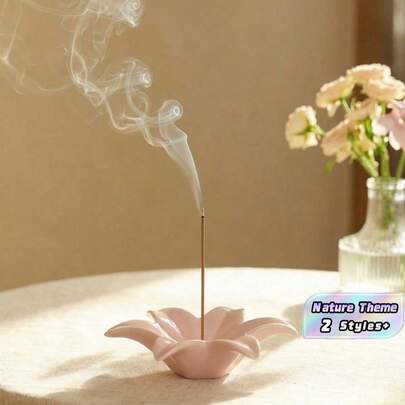 Cirelle Lily Flower Ceramic Incense Burner – Handcrafted Creative Holder For Scented Incense, 2-In-1 Aroma Diffuser & Storage Tray, Zen Home Decor For Bedroom Meditation