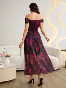 Modelyn Elegant Sleeveless Fitted A-Line Dress, Suitable For Spring And Summer Maxi Dress Floral Dress For Women Off Shoulder Dress Ruched Dress Elegant Dress Occasion Dresses For Ladies Evening Dresses Floral Formal Dresses For Women Latest Dress Wedding Guest Dress Zanea Dress For Woman Yisikado Dress Where To Buy Evening Dresses - Multicolor - View 3
