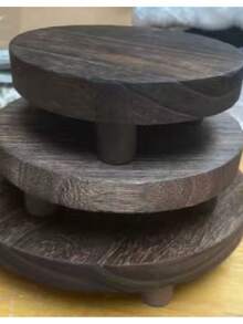 3 Rustic Wooden Display Stands And Cake Stands, Ideal For Home Kitchens, Bedrooms, Birthday Parties, Festive Gatherings And Home Decor - Multicolor - View 9