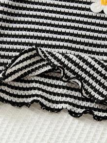 Cozy Pixies 女婴碎花圆领短袖上衣和松紧腰短裤两件套 - 黑色 - 查看 4