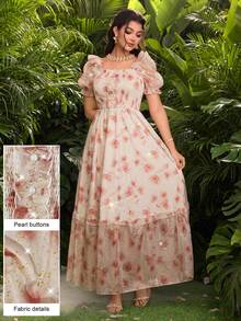 Modelyn Digital Print Square Neck Short Sleeve Dress For Women Spring Dresses For Women Fleurora Spring And Summer Elegant Dress Tea Party Dress For Women Beautiful Dresses For Woman Maxi Dress For Women Picnic Dresses For Ladies Summer Dress For Women Chiffon Peasant Dress Floral Print Dress For Women - Multicolor - View 13