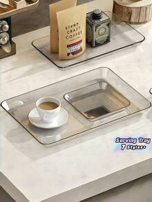 1pc Clear Tray, Breakfast Serving Tray For Eating, Working, And Storing Party Desserts And Bread, Ideal For Party Display, Cupcake Display Tray, For Bedroom, Kitchen, Living Room, Bathroom, Hospital, And Party Outdoor Use,Kitchen,Christmas Gift - Multicolor - View 1