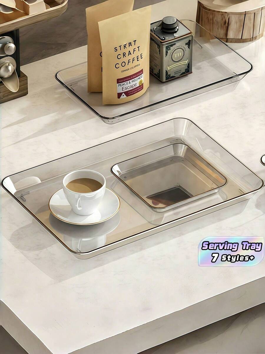 1pc Clear Tray, Breakfast Serving Tray For Eating, Working, And Storing Party Desserts And Bread, Ideal For Party Display, Cupcake Display Tray, For Bedroom, Kitchen, Living Room, Bathroom, Hospital, And Party Outdoor Use,Kitchen,Christmas Gift - Multicolor - View 1