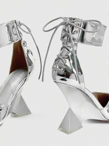 CUCCOO SZL Giày sandal đế xuồng thời trang, đa năng dành cho nữ với thiết kế khóa cài, thích hợp mang hàng ngày. - Bạc - Xem 5