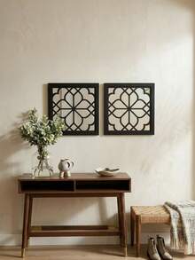 Cirelle 1pc Square Decorative Wall Mirror | Geometric Hollow-Out Window Mirror| Easy-To-Hang Accent Mirror For Entryway Decor - multicolor - View 1