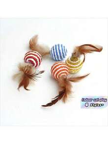 Juguetes para gatos, set de 4 piezas con diseño de bolas de colores aleatorios, juguete de gato para interacción - Multicolor - Ver 5
