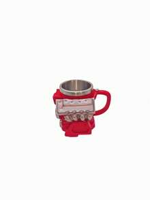 1 Peça Caneca de Café com Motor V8 Vintage, Copo de Carro Isolado de Aço Inoxidável com Alça, Presente Ideal para Mecânico, Amante de Carros, Marido no Dia dos Pais e Natal - Vermelho - Visão 2