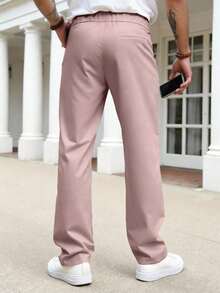 Manfinity Mode Men's Minimalist Minimalist Business Business Casual Pleated Waist Suit Pants, Office Commute Party Work Wedding Dusty Pink Summer Old Money,Daily Leisure, Weekend Trips, Outdoor Activities, Travel Expeditions, Relaxed Work Environments Or Semi-Formal Occasions, Boyfriend/Husband Gift, Anniversary /Birthday Gift Party Summer Vacation Holiday,Wedding,Spring To Summer,Easter,Y2k,Vintage,Festival - Dusty Pink - View 2