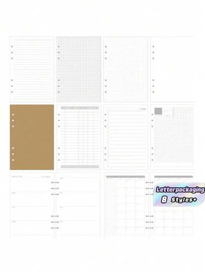 A5 45 folhas de papel de recarga, 6 furos fichário caderno papel interno, semanal/mensal/planner em branco diário caderno peças