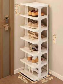 Multi Layer Space Saving Shoe Rack, Simple Home Use, Shoe Cabinet At The Door, Indoor Small Narrow Storage Rack - Beige - View 11