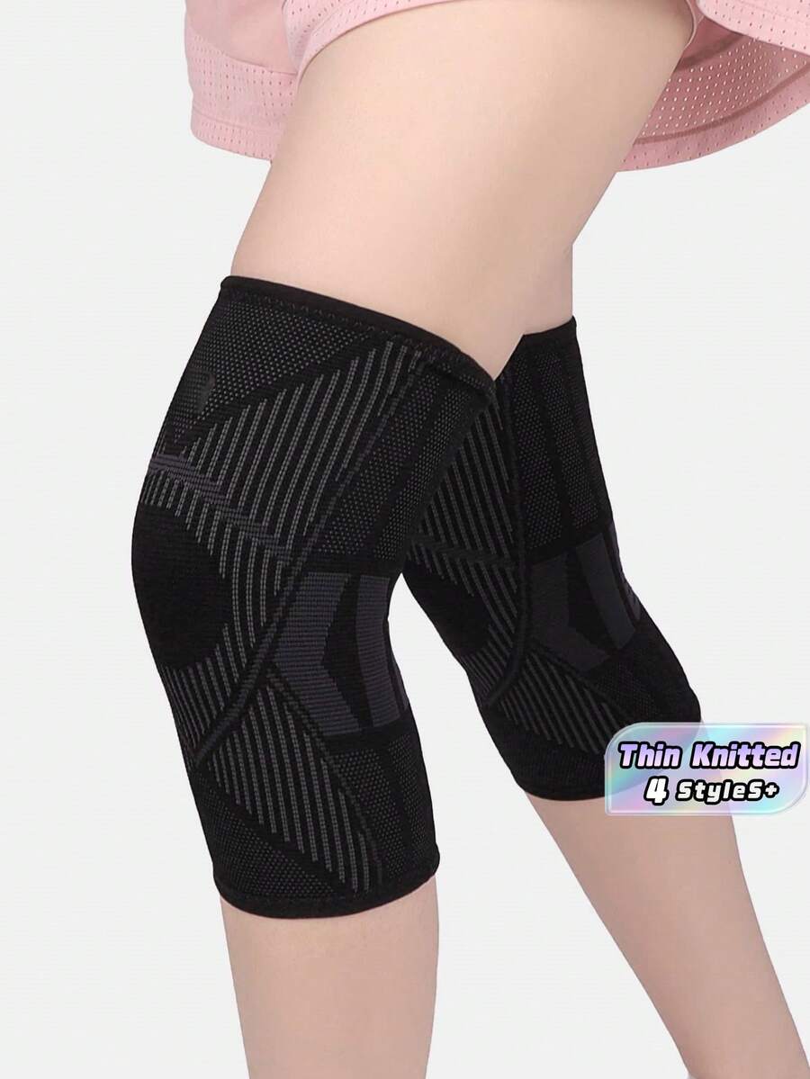 1pc Elastic Thin Knitted Knee Support Gym Accessories Knee Support Sports Knee Pads Gym Knee Pads - Black - View 1