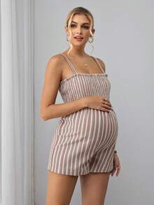 Bộ áo liền quần cổ vuông viền bèo nhún, mùa hè - Màu Khaki - Xem 4
