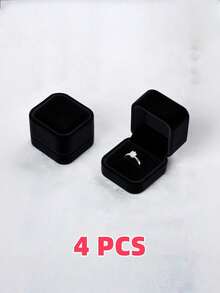 1PC Black Velvet Ring Box For Proposal, Wedding, Engagement, Valentine's Day Gift – Elegant Jewelry Display Case For Rings, Earrings, Necklaces – Luxury Ring Holder, Bridal Accessories, Gift Box For Her - 黑色 - 查看 8