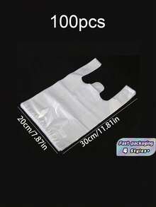 SHEIN A Set Of 100 White Transparent Plastic Bags, Breakfast Bags, Disposable Food Packaging Bags, Supermarket Grocery Plastic Bags Suitable For Daily Use - Multicolor - View 11
