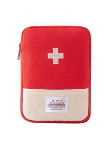 Portable Medicine Organizer, Travel First Aid Kit With Multiple Compartments, Large Capacity Pouch For Home & Emergency Use - Red - View 9