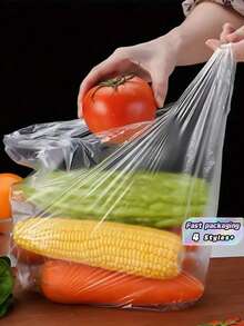 SHEIN A Set Of 100 White Transparent Plastic Bags, Breakfast Bags, Disposable Food Packaging Bags, Supermarket Grocery Plastic Bags Suitable For Daily Use - Multicolor - View 3