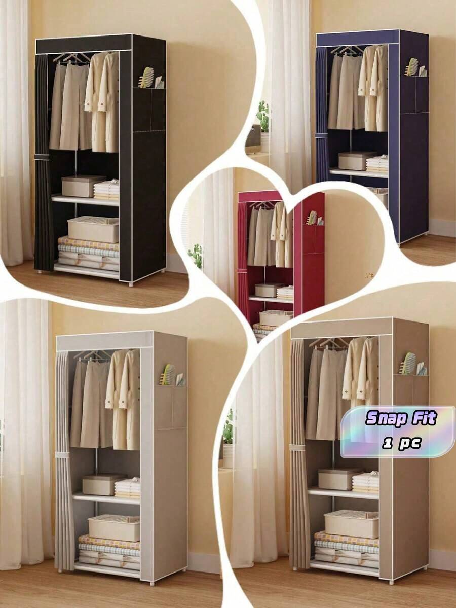 1PC Space Saving Wardrobe With Dust Cover - A Large Capacity, Multi-Color, Easy To Assemble Clothing Storage Rack Suitable For Bedrooms And Living Rooms - Multicolor - View 1
