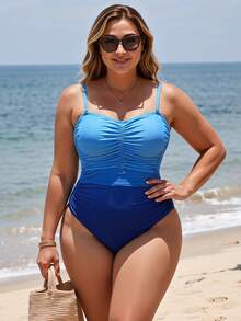 Plus Size Bikini Sets - Blue - View 3