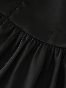 Women's Fashionable Versatile Metal Buckle Bow Ruffle Hem Camisole - Black - View 7