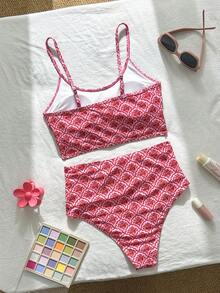 Swim Mod Women's 2 Pieces Tropical Print Vacation Casual Tankini Swimwear Set - Multicolor - View 5