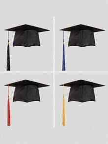 1 Buah Set Topi Wisuda Rumbai Hitam dengan Rumbai Emas untuk Upacara Wisuda, Dekorasi Photo Booth, Perlengkapan Pesta Sekolah, dan Lainnya - warna-warni - View 10