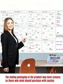 SHEIN Erasable Wall Mounted Calendar, 12-Month Annual Plan, Back To School Season, Study Supplies - Single Piece - View 2