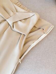 Vesra Quần culottes ống rộng màu mơ, thắt nút, kiểu dáng thanh lịch dành cho nữ, thích hợp đi làm. - Màu be - Xem 4