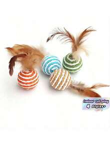 Juguetes para gatos, set de 4 piezas con diseño de bolas de colores aleatorios, juguete de gato para interacción - Multicolor - Ver 4