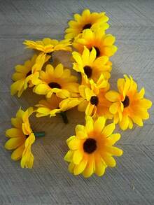 100 Pieces Of Mini Simulated Daisy Heads, Silk Sunflowers, Autumn Decorative Vases, Home Decorations For New Year, Outdoor Gardens, Wedding Bouquets, Living Room DIY Candy Boxes, Wreaths, Simulated Plants, Household Items, Valentine's Day, Gifts For Birthdays, Graduations, Autumn Decorations, Autumn - Multicolor - View 5